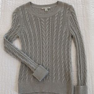 BANANA REPUBLIC Grey Silver Metallic Classic Cable Knit Sweater